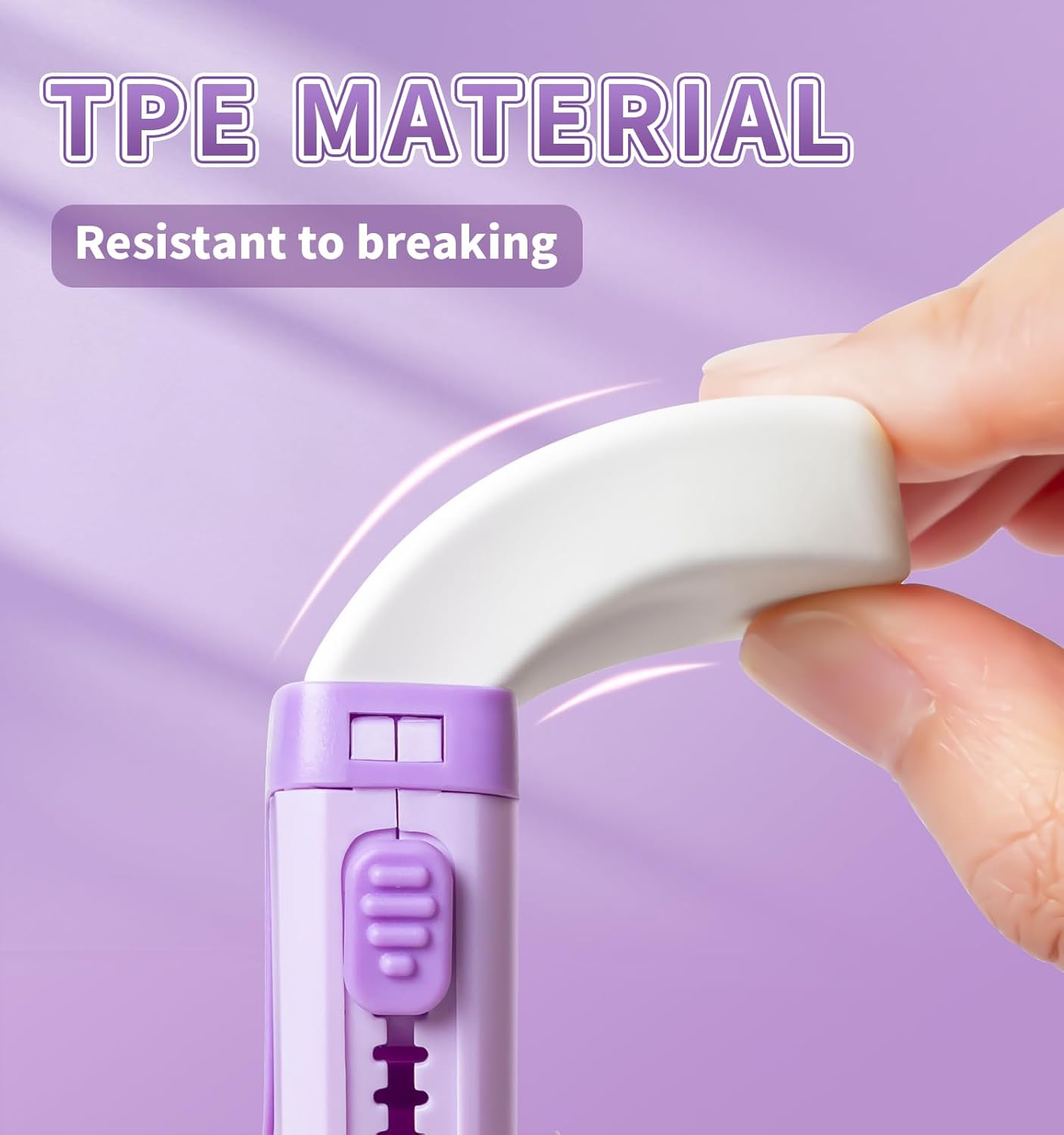 4+1 Pack Rubber Erasers Sliding Retractable Eraser, Large White Erasers for School Office Art Drawing Pencil Eraser for Kids- Purple