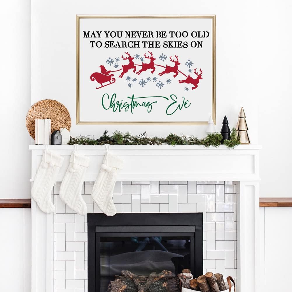 Christmas Stencils for Painting on Wood 12inch Large Christmas Stencil Xmas Holiday Stencils for Door Hanger/Pillow Cover/Wood Sign/Glass Block Decor