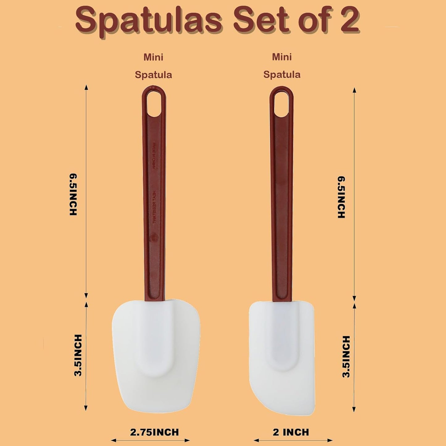 Silicone Spatulas Heat Resistant.Commercial Spatula for Cooking.Heavy Duty Rubber Spatulas.Silicone Spatula Set of 2 (10 inch)