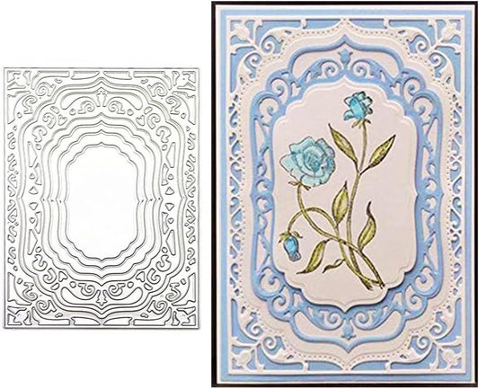 Lace Rectangle Frame Metal Die Cuts,Flower Border Square Frames Layering Label Card Cutting Dies Stencils for Card Making Stencil Embossing Tool Scrapbooking DIY Craft
