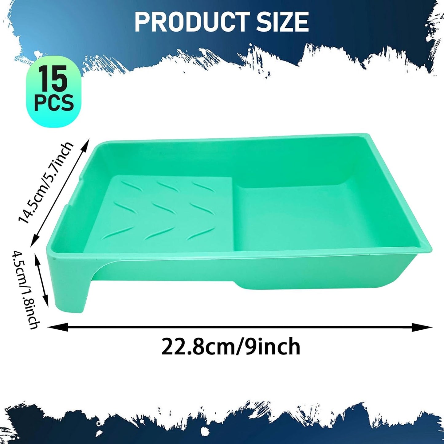 4 Inch Paint Tray, 15 Pack Plastic Paint Roller Tray, Heavy Duty Disposable Paint Pan, Sturdy Home Painting Supplies & Tools for Paint Rollers & Roller Brushes