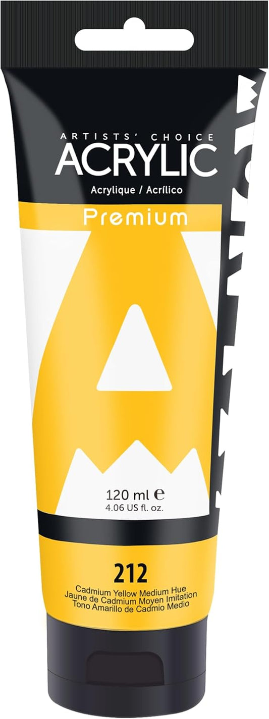 AUREUO Cadmium Yellow Medium Hue Acrylic Paint, 4 Fl Oz / 120ml Single Tube, Rich Pigment Art Craft Paints for Canvas, Rocks, Wood, Ceramic, Fabric