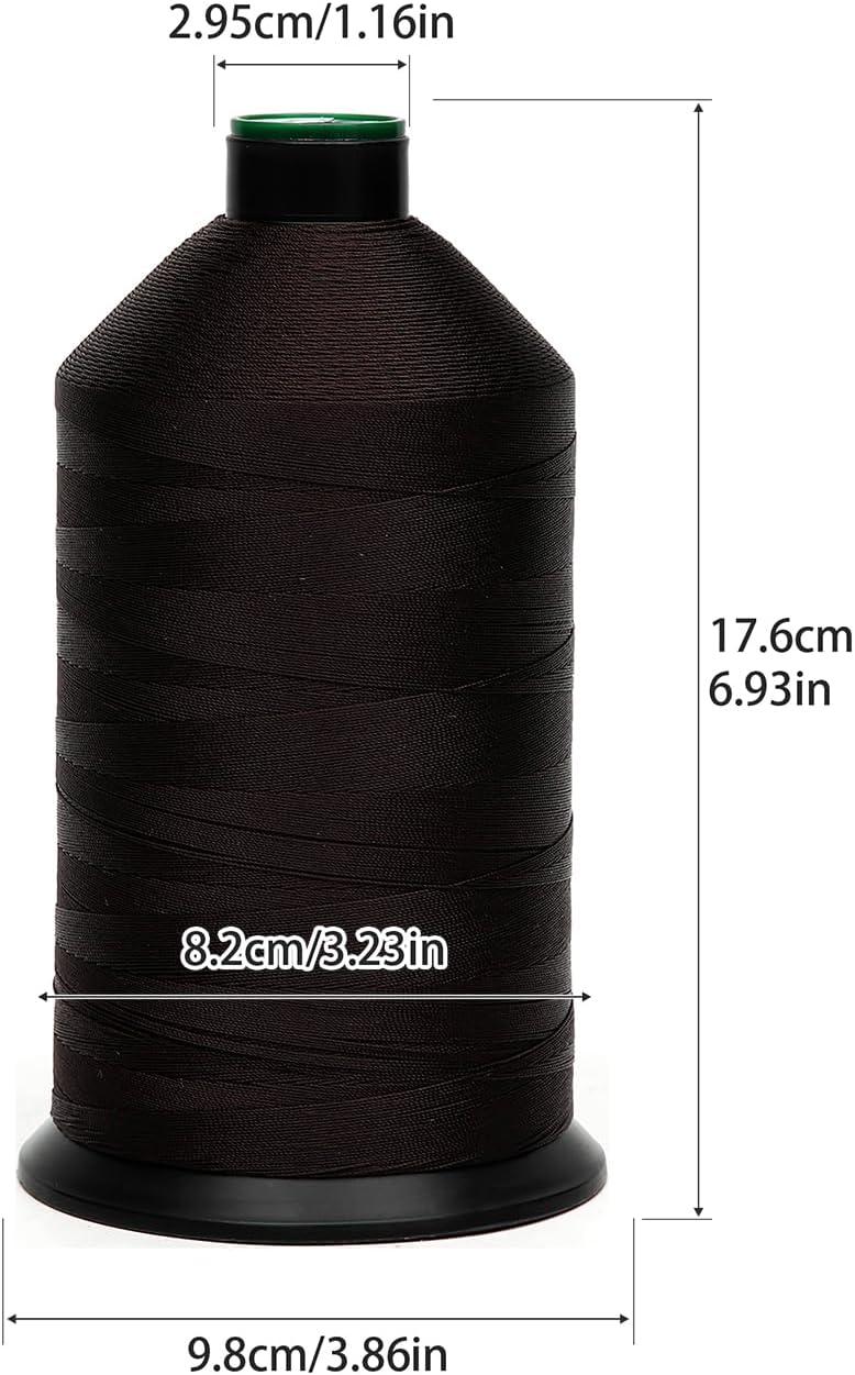 Extra Strong Bonded Nylon Thread #69 Tex70 – 16 OZ, 6000yds, Versatile Stitching Solution for Leather, Upholstery, Canvas Repair and More (Dark Brown)