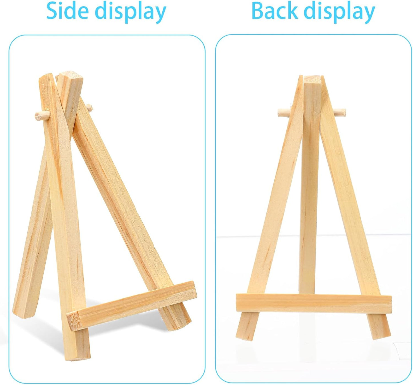 60 Pack 5 Inch Wood Mini Easel, Art Craft Painting Small Display Easel Natural Wooden Tripod Holder Stand, A-Shaped Mini Wood Easels for Display Small Canvases Cards Photos DIY Crafts