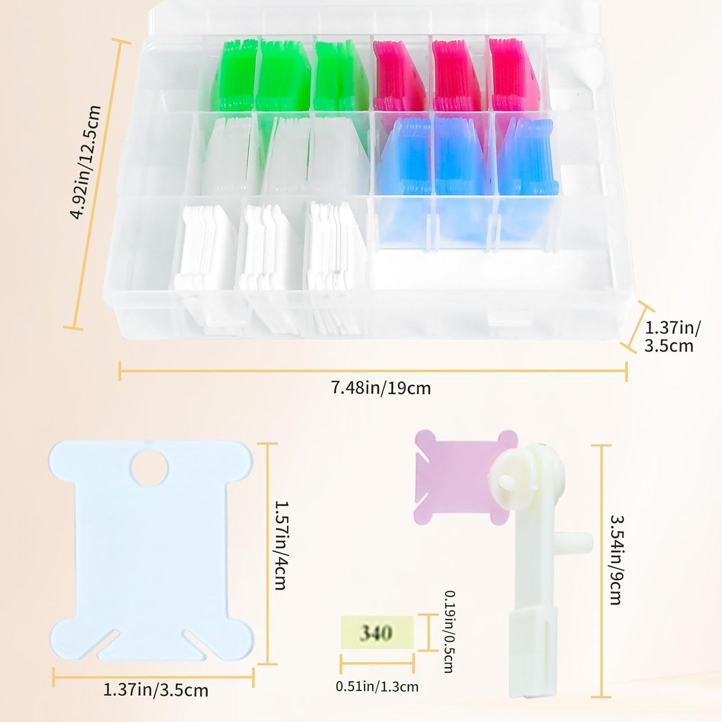 Embroidery Floss Thread Organizer Storage,Bobbin Winder,Embroidery Floss Bobbins Thread Holder,1 Removable 24 Compartments With 150 Floss Bobbins And Numbers Stickers For Craft DIY Sewing Bead Storage