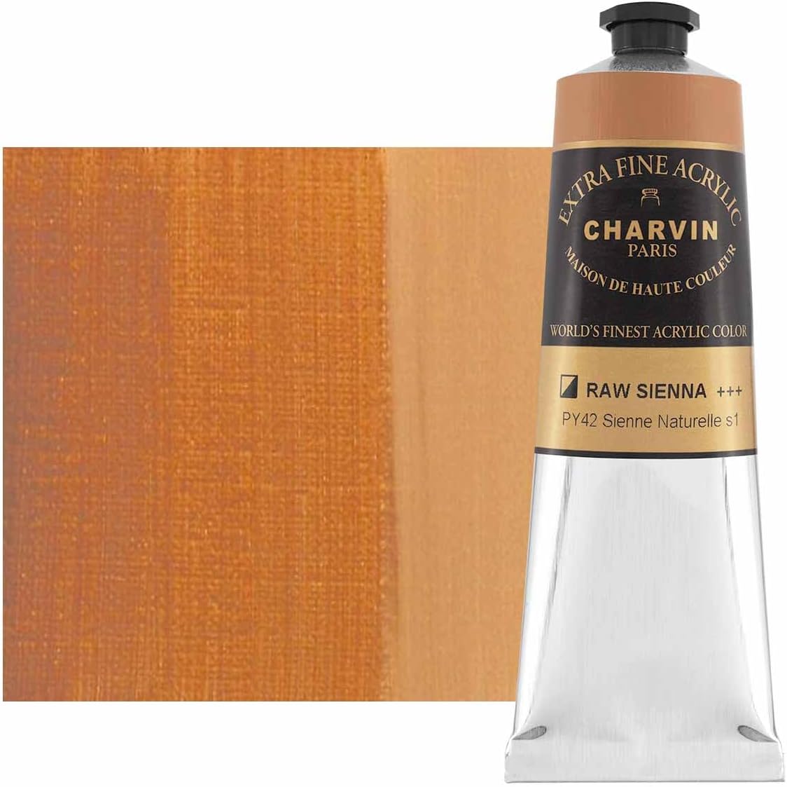 Charvin Extra Fine Professional Acrylic Paint - Raw Sienna, 150ml Tube, Triple-Milled, Lightfast Pigments, Open Stock Artist Acrylic Paints in Nature-Inspired Hues
