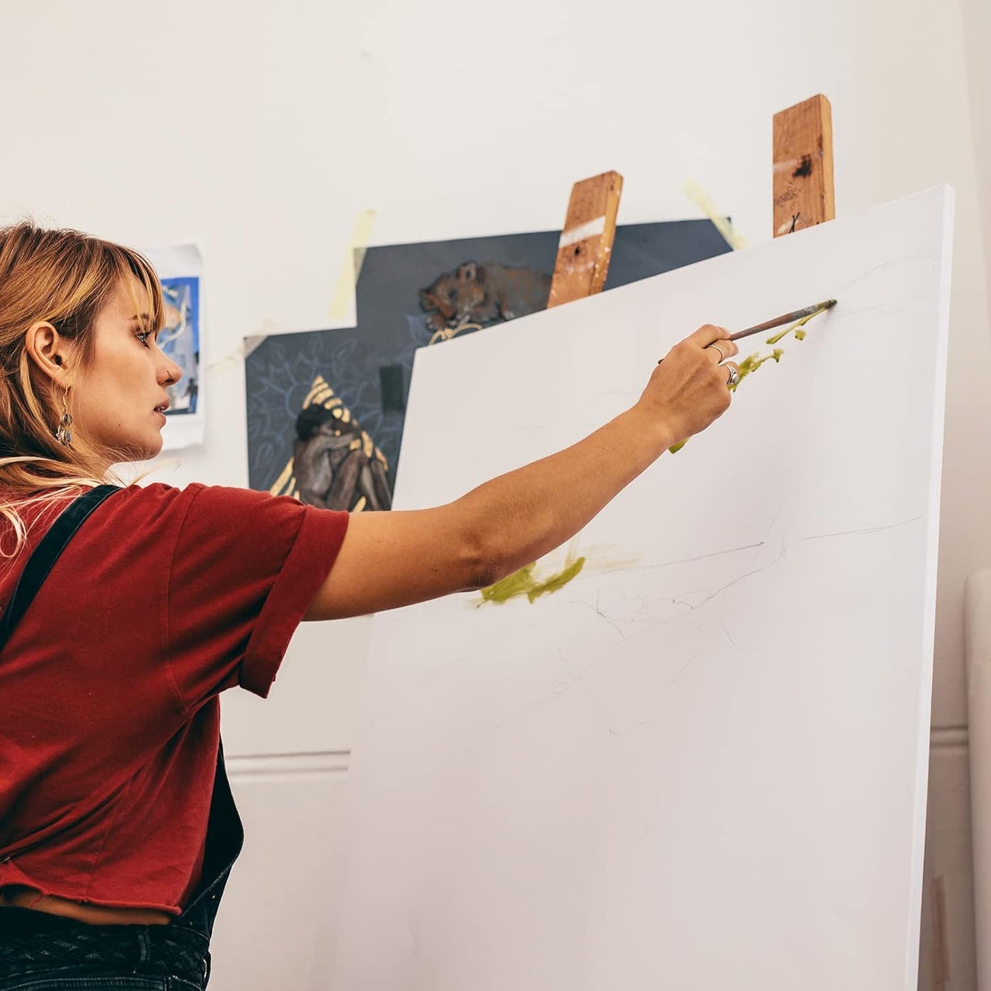 Large Canvas for Painting, 2 Pack 30x40 White Pre Stretched Canvases Fivefold Primed 100% Cotton Big Blank Canvas Boards Art Supplies for Acrylic Pouring, Oil Watercolor Painting & Wet Art Media