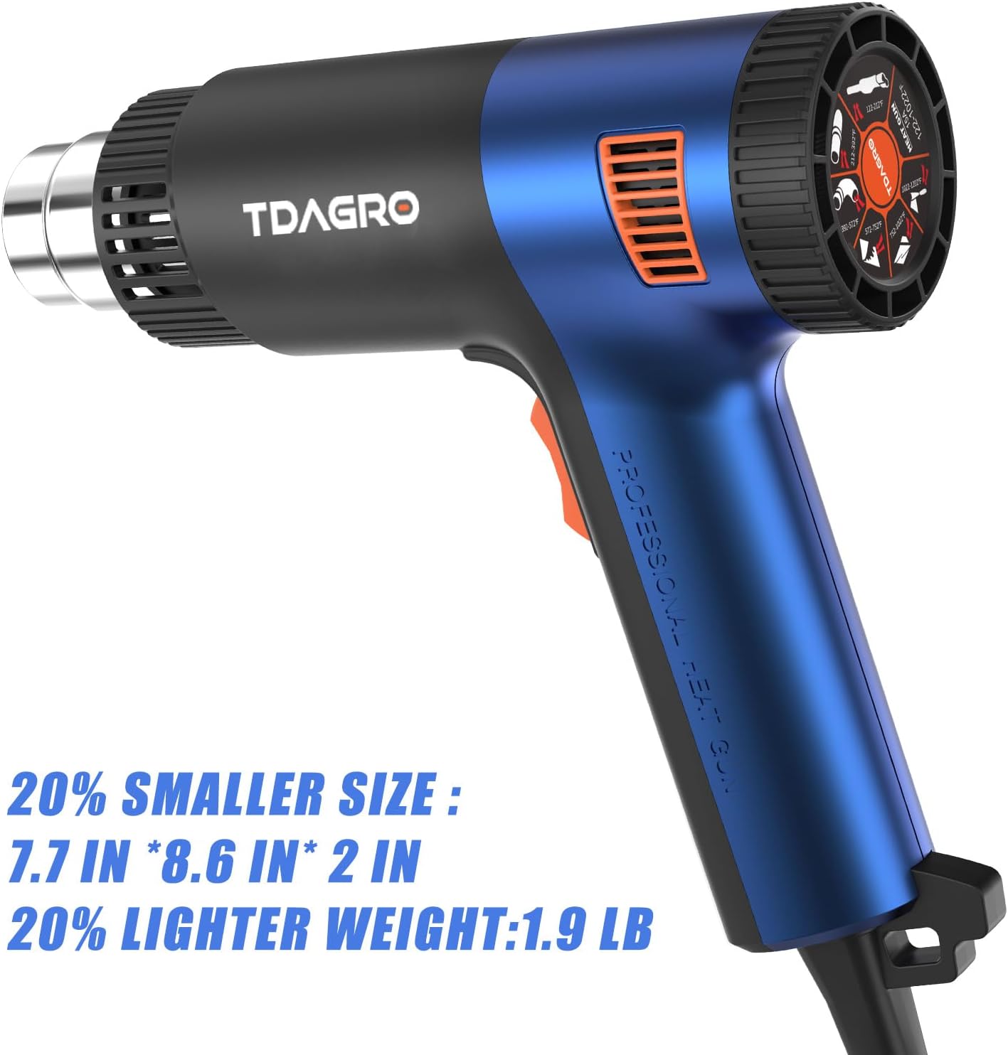 Heat Gun for crafting 1800W, 122℉~1202℉ Variable Temperature Control with 2-Temp Settings 4 Nozzles, 1.5s Fast Heating Blue Heat Gun for Resin, Shrink PVC Tubing/Wrapping/Crafts and Vinyl Wrap