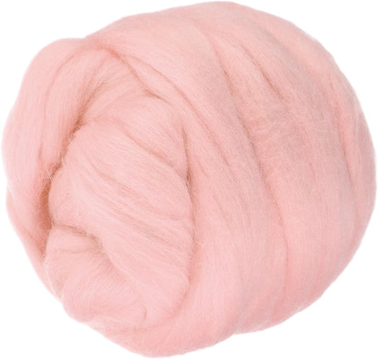 PATIKIL Wool Roving Yarn, 150G/5.3OZ Soft Felting Wool Pure Chunky Roving Yarn Bulk for Needle Felting Knitting Blanket Spinning Weaving DIY Craft, Light Pink