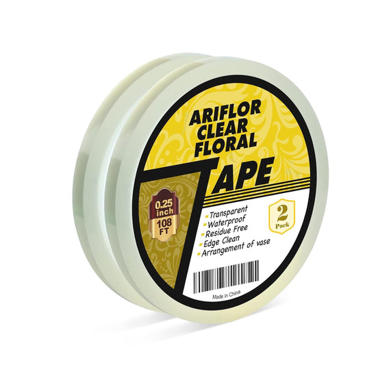 2Packs Clear Floral Tape - 1/4" Wide Floral Vase Tape, Clear Waterproof Floral Tape for Fresh Flower Bouquets and Flower Arrangements Crafts (0.25inch*2Packs)