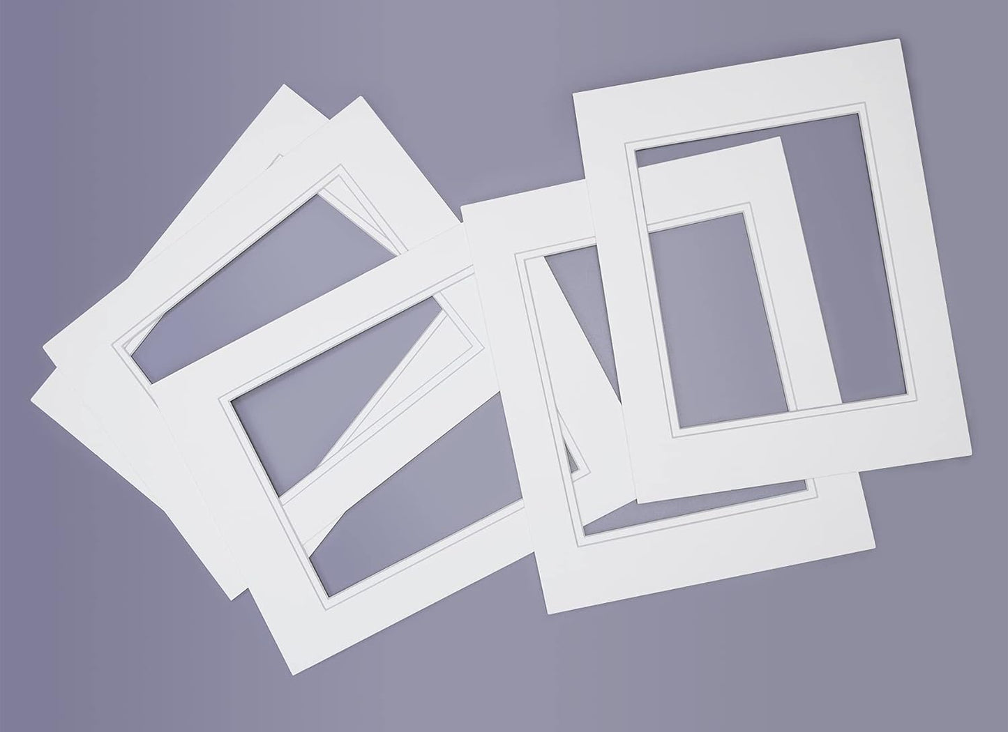 Golden State Art, 11x14 Double Mats for 8x10 - for Photos, Pictures, Frames - Acid-Free, 5 Pack, White Over White