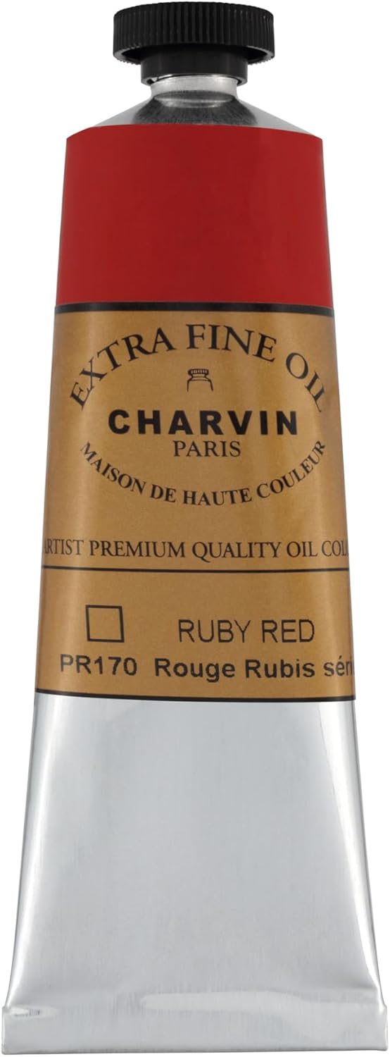 Charvin Extra Fine Oil Paint, Ruby Red 60 mL - Triple-Milled, Rich Texture, Poppy Oil-Based, Light-Fast, Handmade, Archival Quality
