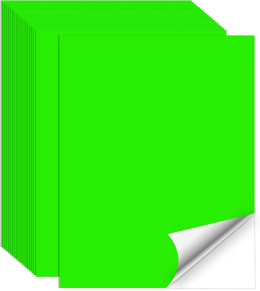 Neon Green Sticker Paper Labels for Laser & Inkjet Printer, Fluorescent Green Printable Sticker Paper- Matte, Letter Size 8.5" x 11"