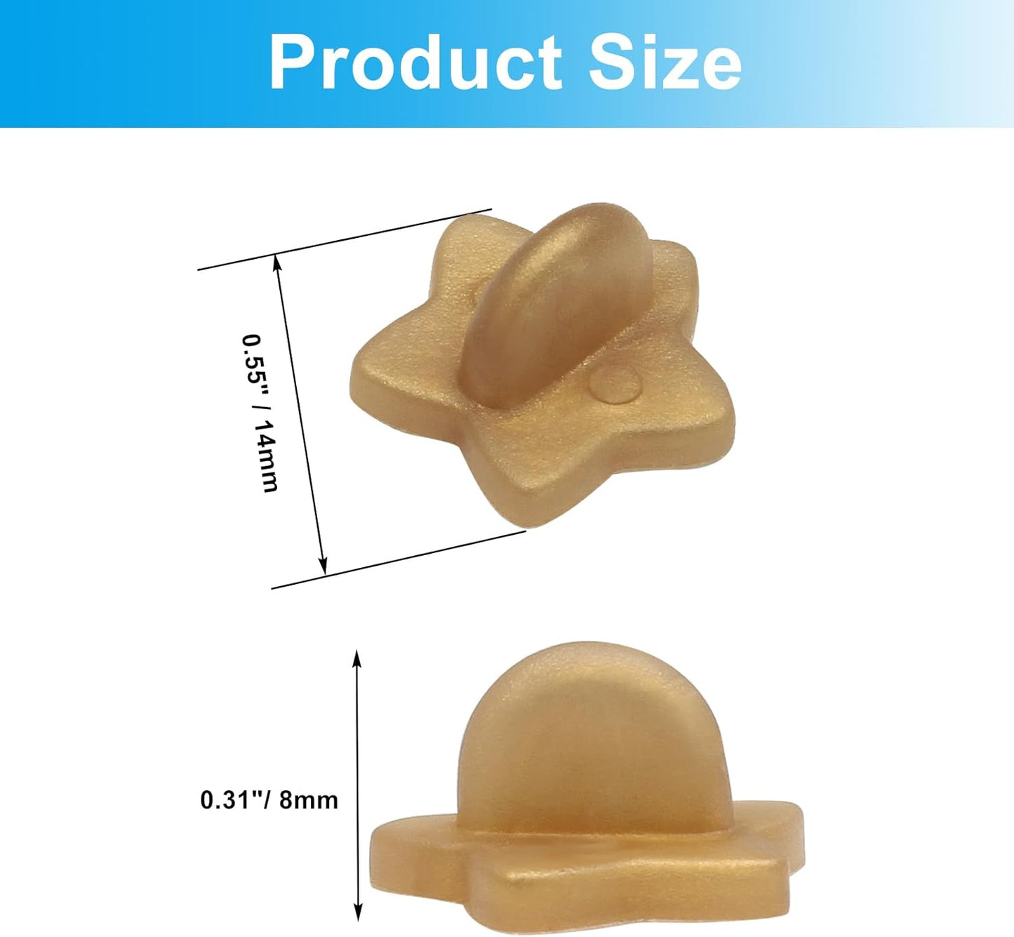 100 Pack Star Shape Rubber Pin Backs, Lapel Pin Backing Locking Pin Keepers, Brooch Holder for Uniform Badge Hat Tie（Gold）
