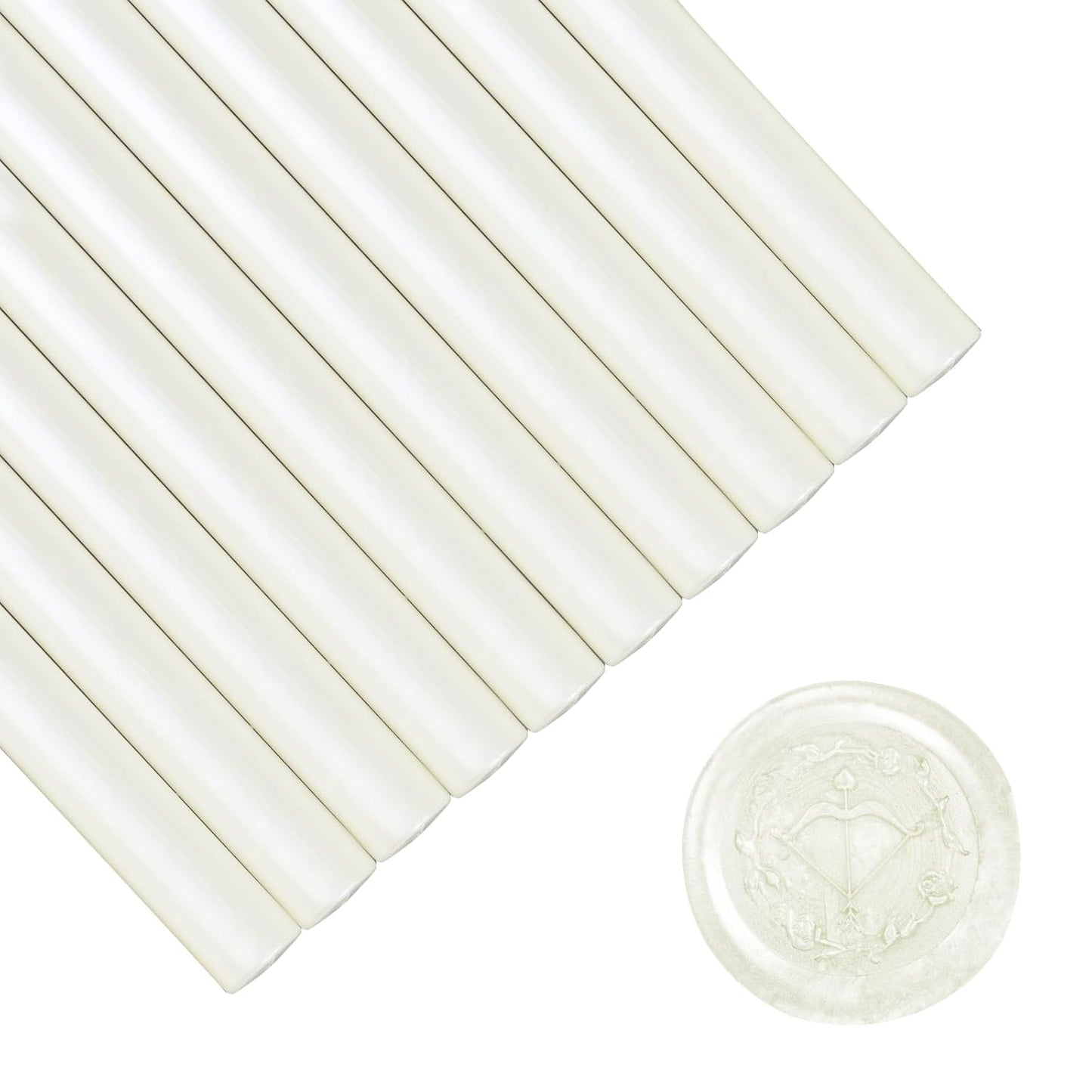 Glue Gun Sealing Wax Sticks for Wax Seal Stamp -Pearl White, Great for Wedding Invitations, Cards Envelopes, Snail Mails, Wine Packages, Christmas Gift Ideas, Pack of 10