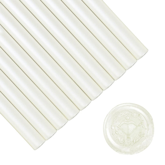 Glue Gun Sealing Wax Sticks for Wax Seal Stamp -Pearl White, Great for Wedding Invitations, Cards Envelopes, Snail Mails, Wine Packages, Christmas Gift Ideas, Pack of 10