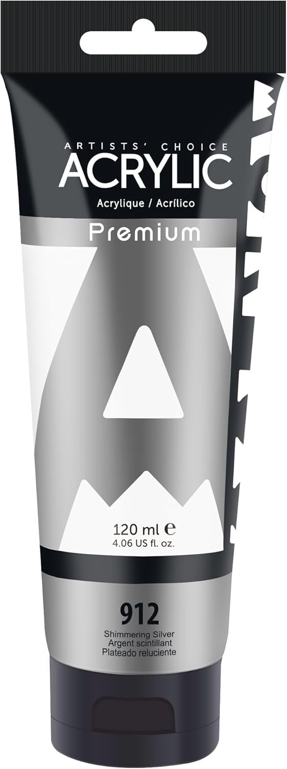 AUREUO Shimmering Silver Acrylic Paint, 4 Fl Oz / 120ml Single Tube, Rich Pigment Art Craft Paints for Canvas, Rocks, Wood, Ceramic, Fabric - Art Supplies for Beginners, Professionals, Artists