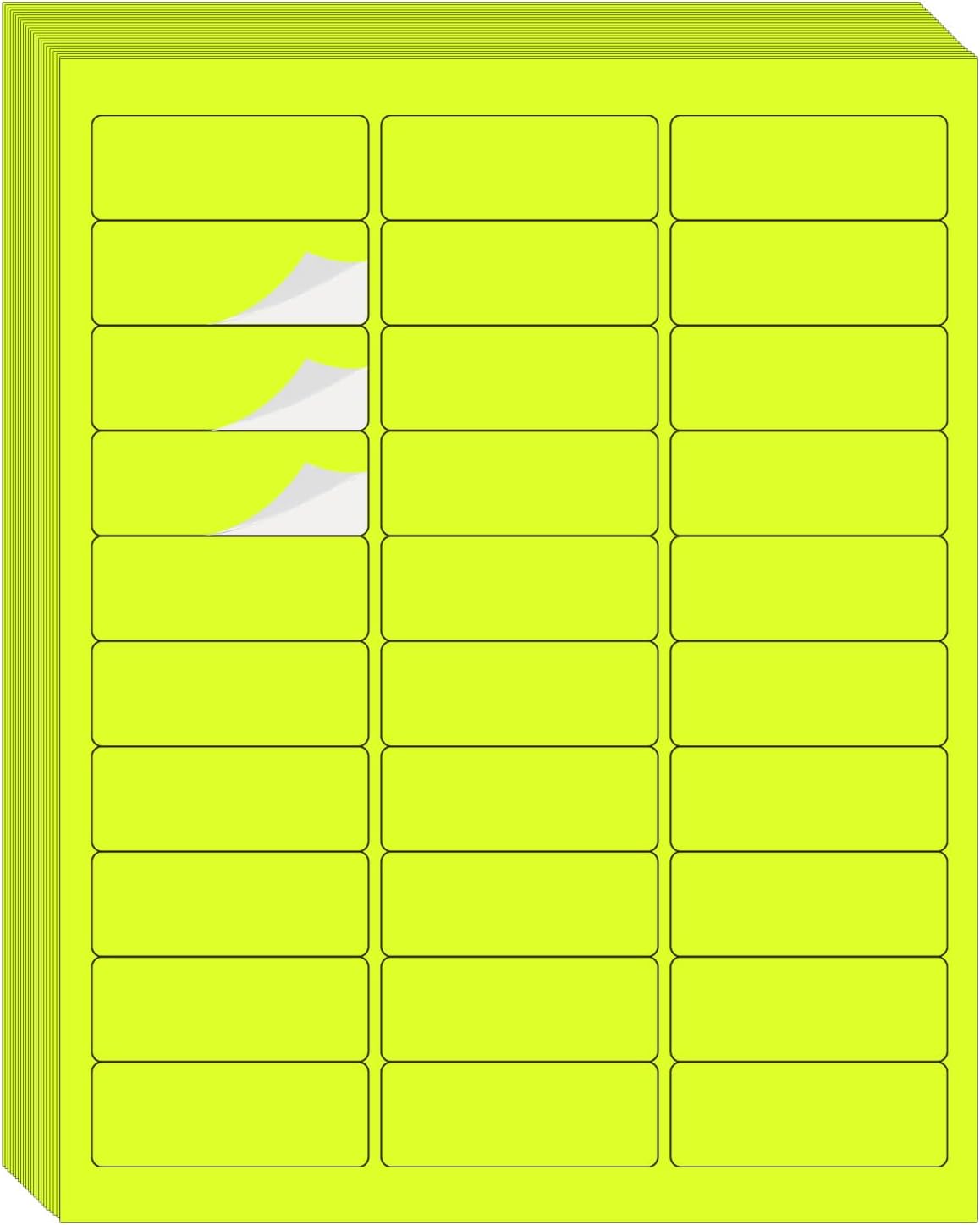 STARLIBOO 1" x 2-5/8" Address Labels- Neon Color Fluorescent Mailing Labels Stickers for Laser/Ink Jet Printer 8.5"×11"- Fluorescent Yellow
