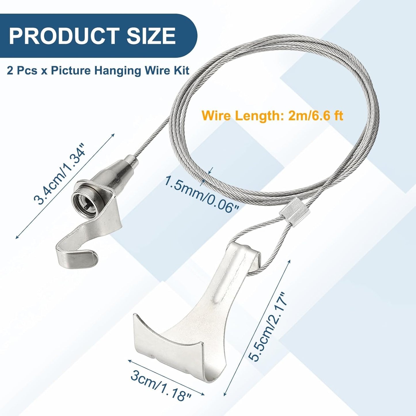 uxcell 5Pcs Picture Hanging Wire Kit, 2 m x 1.5 mm Heavy Duty Picture Hangers Adjustable Wire Rope with S-Hooks and Loop, Load 35kg/77.1 lbs for Hanging Mirrors Light Lamp Artwork