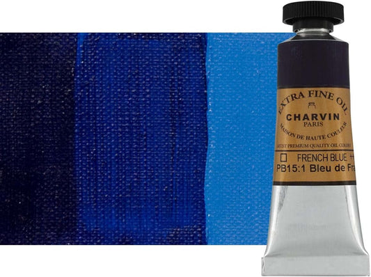 Charvin Extra Fine Oil Paint, French Blue 20 ml - Triple-Milled, Rich Texture, Poppy Oil-Based, Light-Fast, Handmade, Archival Quality
