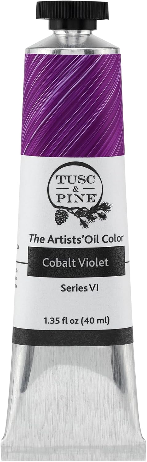 Tusc & Pine Artist Oil Paint - Cobalt Violet, 40 ml, Non-Yellowing, Rich & Creamy Consistency, Maximum Pigment Load, Small Batch Milled Oil Paints Made in the USA for Professional Artists