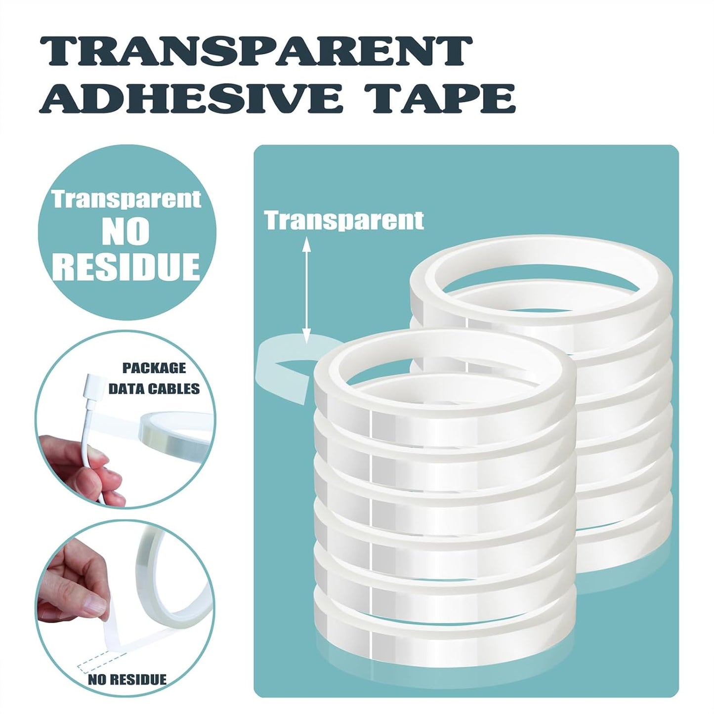 12 Rolls 10mm x33m(108ft) Clear Heat Tape,Transparent High Temperature Heat Resistant Tape,Heat Transfer Tape for Heat Press and Sublimation,Heat Transfer Vinyl,No Residue