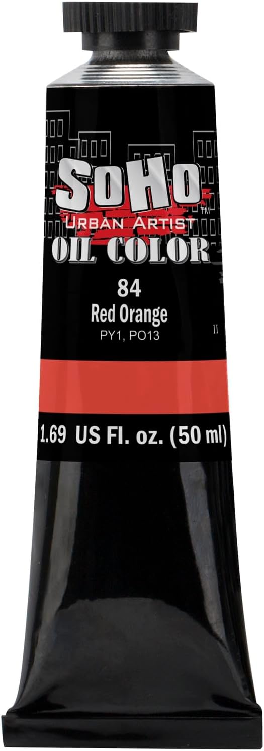 Soho Urban Artist Oil Paint - Red Orange, 50 ml Tube - Best Valued Oil Colors for Painting, Excellent Pigment Load