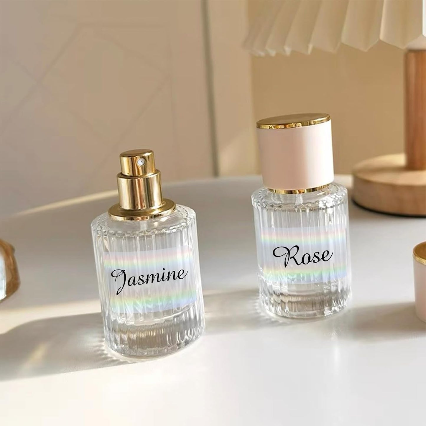 3x2 Inch Transparent Holographic Thermal Labels Stickers, Clear Self-Adhesive Direct Thermal Labels, Perforation Line Design& Waterproof- 200 Sheets