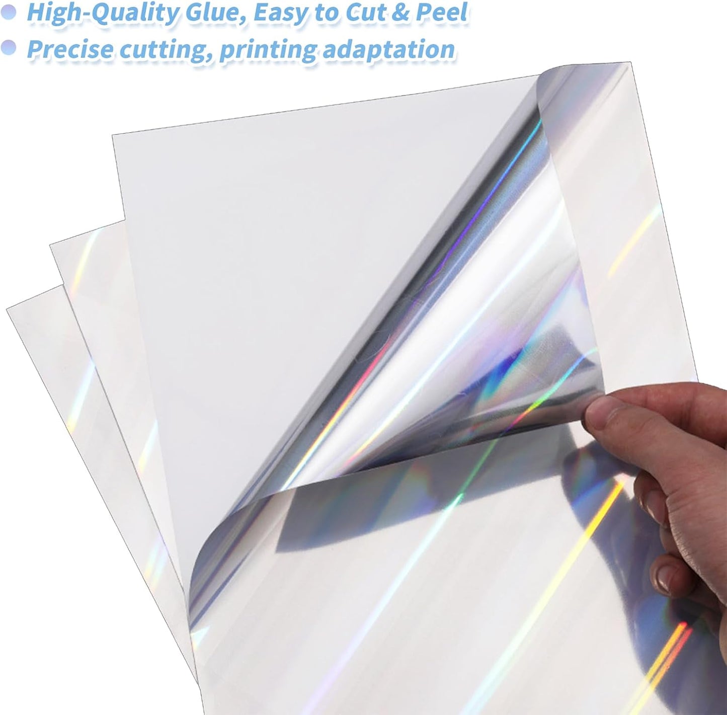 20 Sheets Printable Holographic Sticker Paper,11 x 8.5 Inches Printable Waterproof Paper Rainbow Vinyl Sticker Paper for Inkjet or Laser Printer（Laser oblique light column）