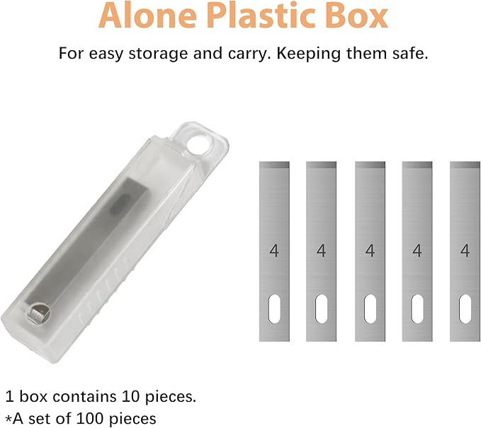 Headley Tools #4 Exacto knife blades, (Pack of 100) Craft Knife Blades with Storage Case for Craft, Hobby, Art, Scrapbooking, Stencil, Paper Cutting