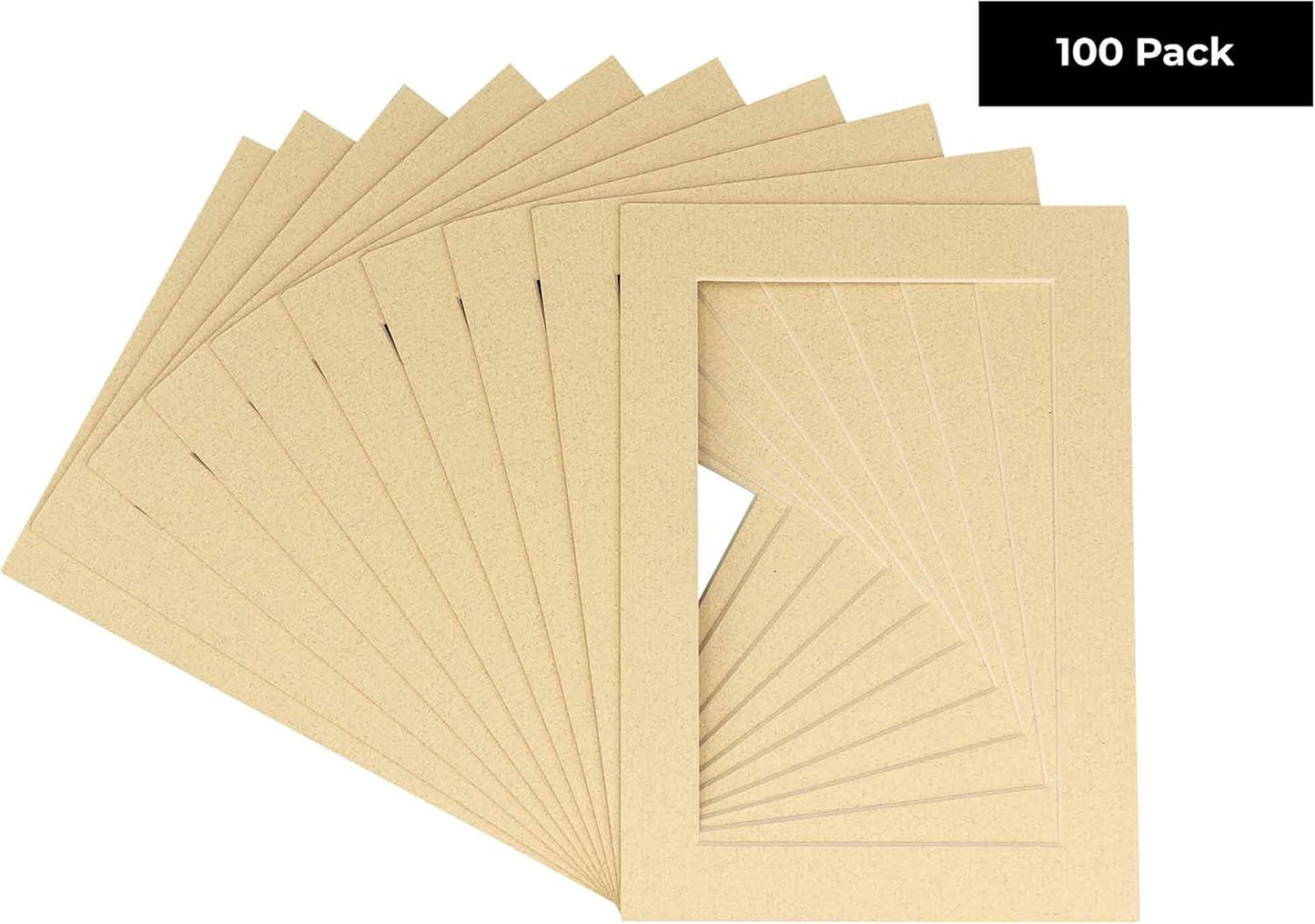 11x14 Mat for 8.5x11 Photo - Precut Tan Picture Matboard for Frames Measuring 11 x 14 Inches - Bevel Cut Matte to Display Art Measuring 8.5 x 11 Inches - Acid Free Pack of 100 MATS