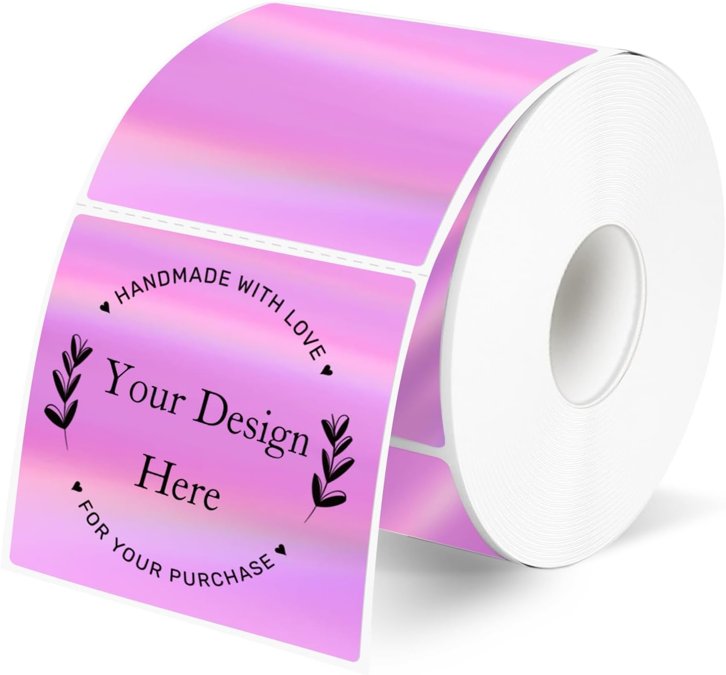 2" x 2" Square Thermal Labels Stickers, Holographic Thermal Stickers Labels, Self-Adhesive Glitter Direct Thermals Label for Small Business, DIY Design- Holographic Pink
