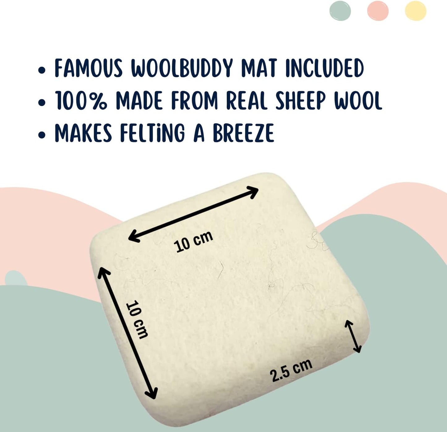 Woolbuddy 𝗡𝗲𝗲𝗱𝗹𝗲 𝗙𝗲𝗹𝘁𝗶𝗻𝗴 𝗦𝘁𝗮𝗿𝘁𝗲𝗿 𝗞𝗶𝘁 𝗳𝗼𝗿 𝗔𝗱𝘂𝗹𝘁𝘀 & 𝗞𝗶𝗱𝘀 – 40 Wool Colors, Core Wool, Felting Supplies, 4 Needles, Pad & Guide – DIY Animal Craft Kit for Creatives