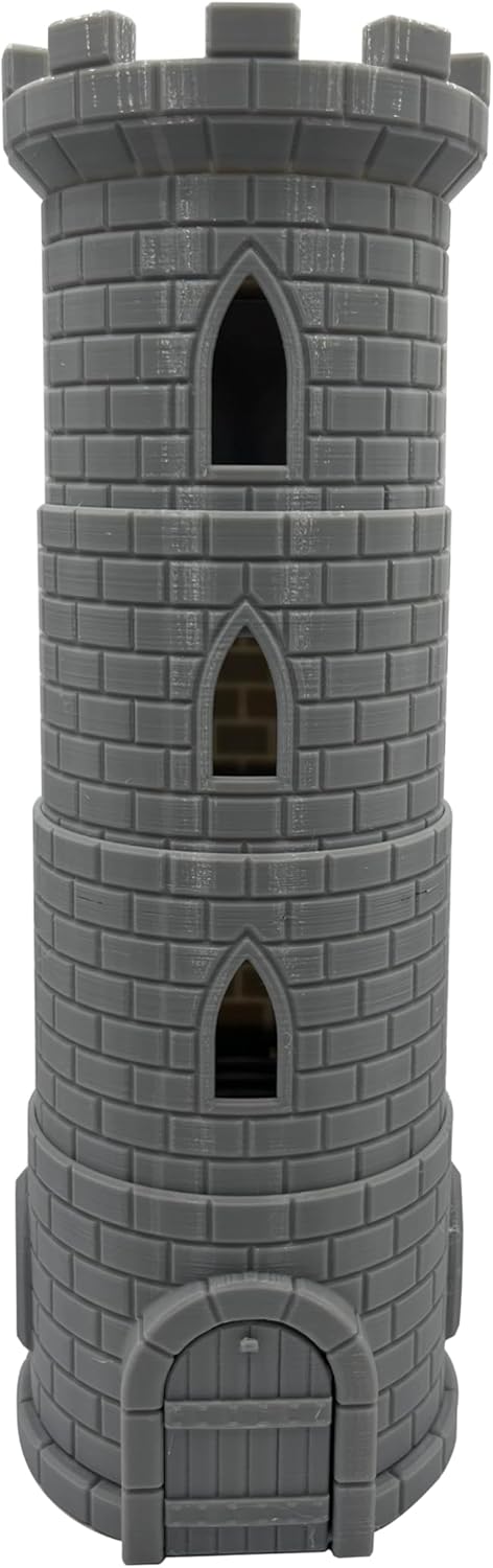 HAUTICO Collapsing Dice Tower and Little Town Houses Scene, Terrain Scenery for 20-28mm Miniatures Wargame, D&D Table Top Game Paintable (Tower Only Edition)