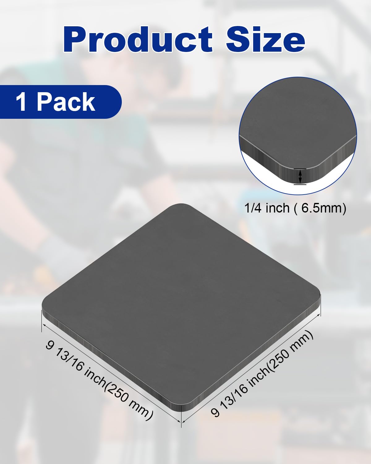 Rocaris 12 X 12 X 1/4 Inch A36 Steel Plate Hot Rolled, Square Base Plate for Construction Boards, Structure Support, Weldable Square and Industrial