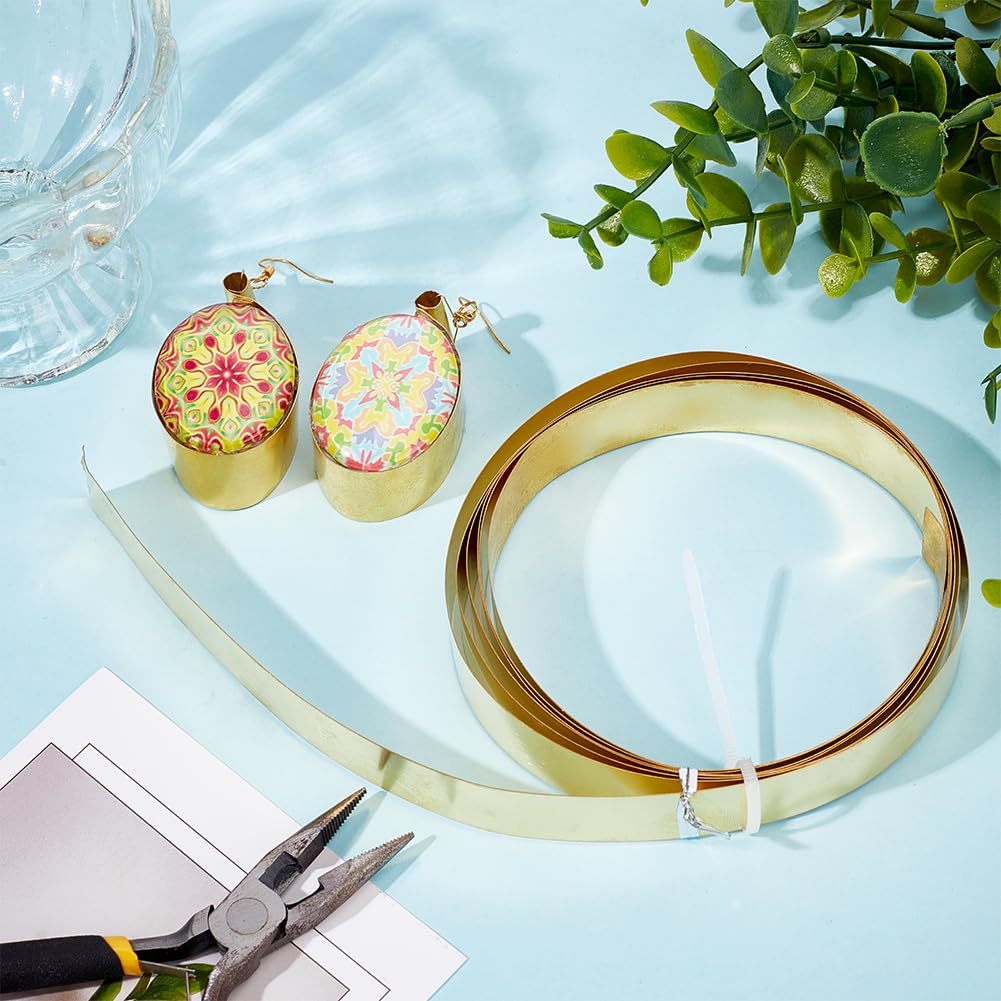 BENECREAT 9.84 Feet 30Gauge Brass Flat Bezel Wire, 18mm Wide Flat Jewelry Craft Wire for DIY Jewelry Craft Making Gem Wrapping