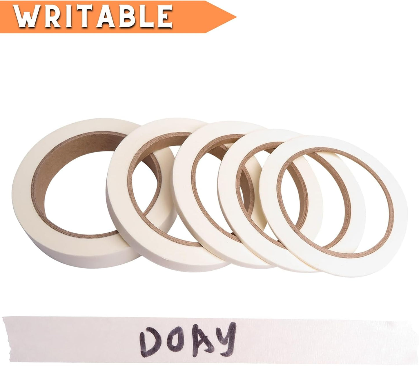 5 Rolls Pinstripe Tape - Masking Tape 1/16", 1/8", 1/4", 1/2", 3/4" - Thin Painters Masking Automotive Tape for DIY, Car, Auto, Paint, Art, Tumblers (White)