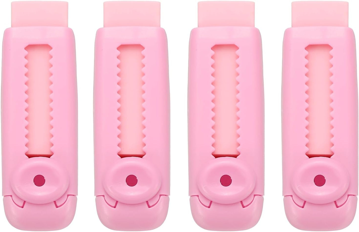 PATIKIL 4 Pack Erasers, Sliding Retractable Eraser Push Pull Cute Pencil Erasers Soft Large Easy to Clean with Plastic Sleeve for Sketching Drawing Artists Teacher Pencils, Pink