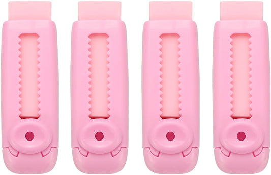 PATIKIL 4 Pack Erasers, Sliding Retractable Eraser Push Pull Cute Pencil Erasers Soft Large Easy to Clean with Plastic Sleeve for Sketching Drawing Artists Teacher Pencils, Pink