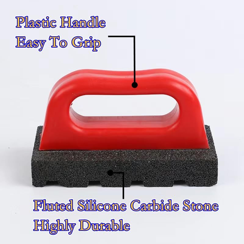 Masonry Rubbing Brick, Fluted Rub Bricks, 20 Grit, Plastic Handle