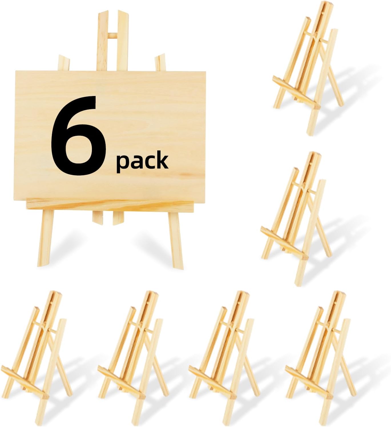 16"x7.7" Wooden Easel, Easel Stand for Painting, Tabletop Easel for Artist/Students/Beginners, Portable Canvas Photo Picture Sign Holder 6Pack