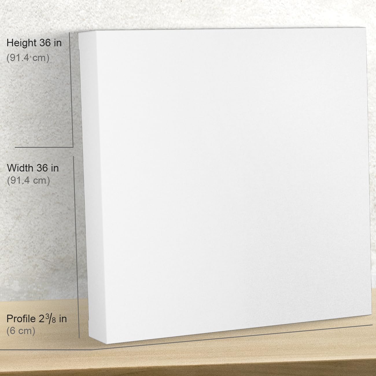 PHOENIX 36x36 Inch Museum Canvas - 2 3/8 Inch Thick Porfile Deep Large Stretched Canvas for Painting 1 Pack 100% Cotton 11 Oz. Gesso Primed White Blank Professional Canvas Oil & Acrylic Paints