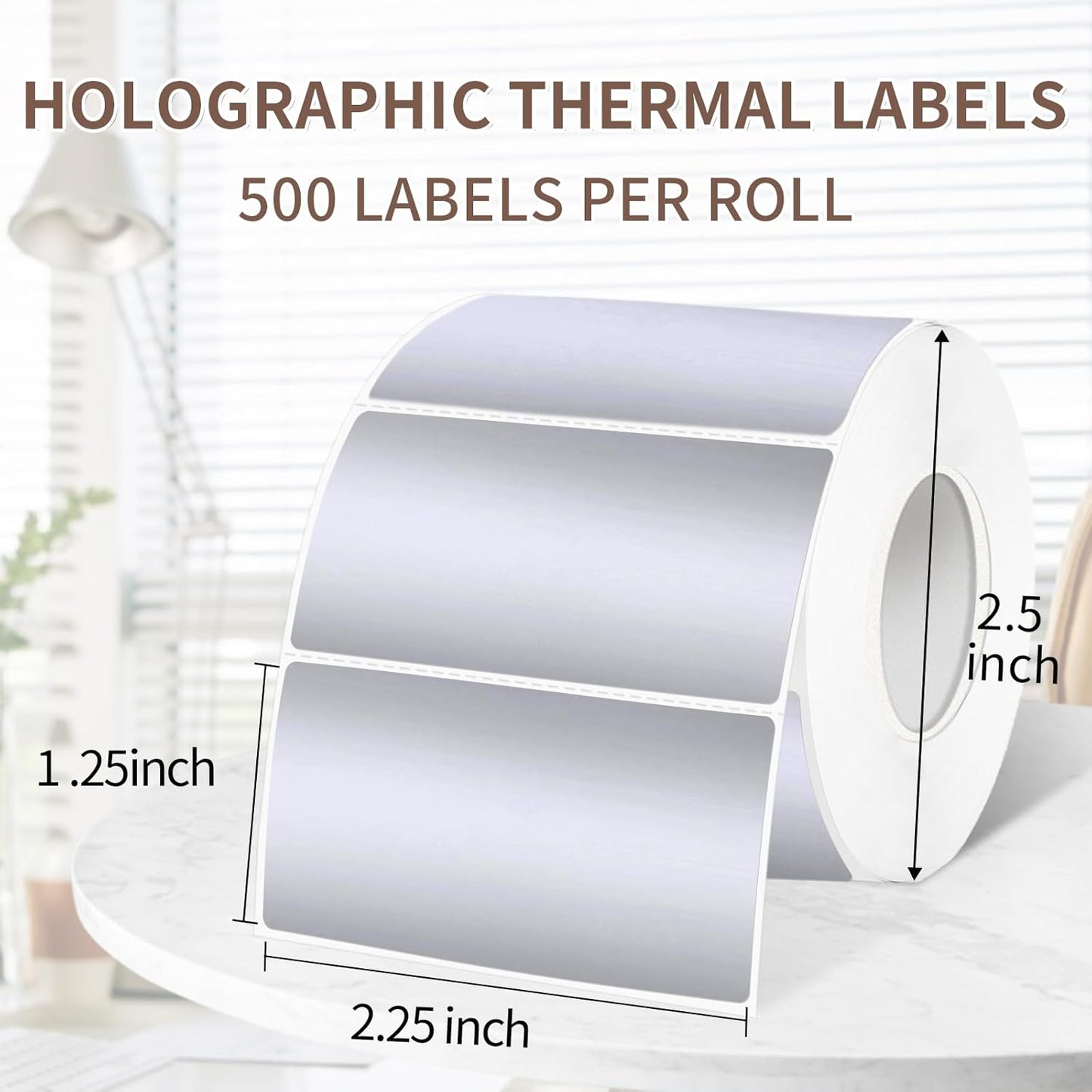 1.25" x 2.25" Silver Thermal Label Stickers,Waterproof Thermal Printer Sticker Labels for Gift Wrapping, Self-Adhesive Name Price Tag DIY Custom Logo Design (500 pcs,Silver)