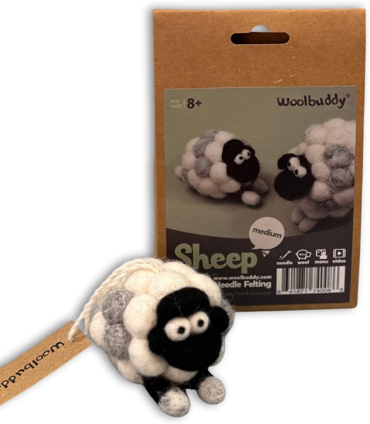 Woolbuddy Needle Felting Kit for Beginners & Adults – DIY Sheep Animal Craft Kit – Complete Starter Set with Wool, Needles & Step-by-Step Instructions
