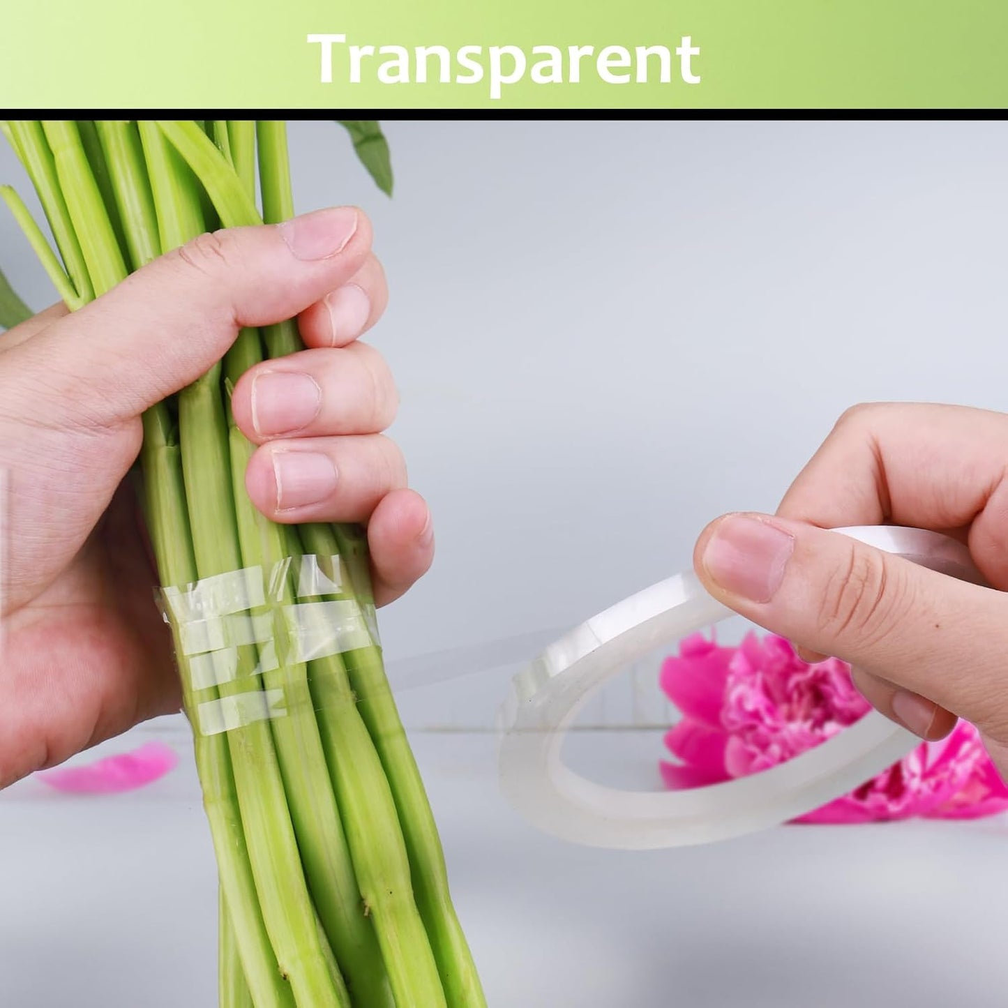 GLAMFIELDS 2 Rolls 1/4" 60Yd Floral Tapes,Clear Floral Tape,White Floral Tape for Bouquet Stem Wrap, Waterproof Florist Tape for Flower Arrangements Supplies Craft Corsages Wedding 60 Yd/Roll