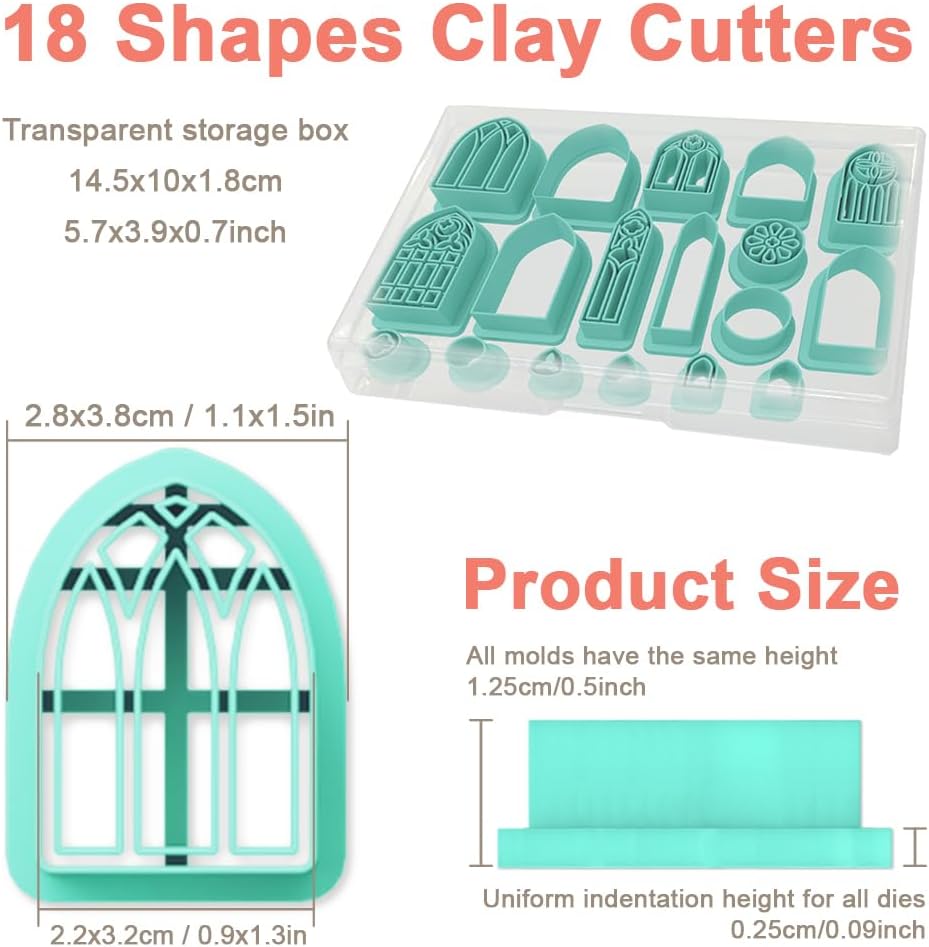 Polymer Clay Cutters - 18 Shapes Gothic Window Earrings Polymer Clay Cutters for Jewelry, Earring Making Kit with Storage Box
