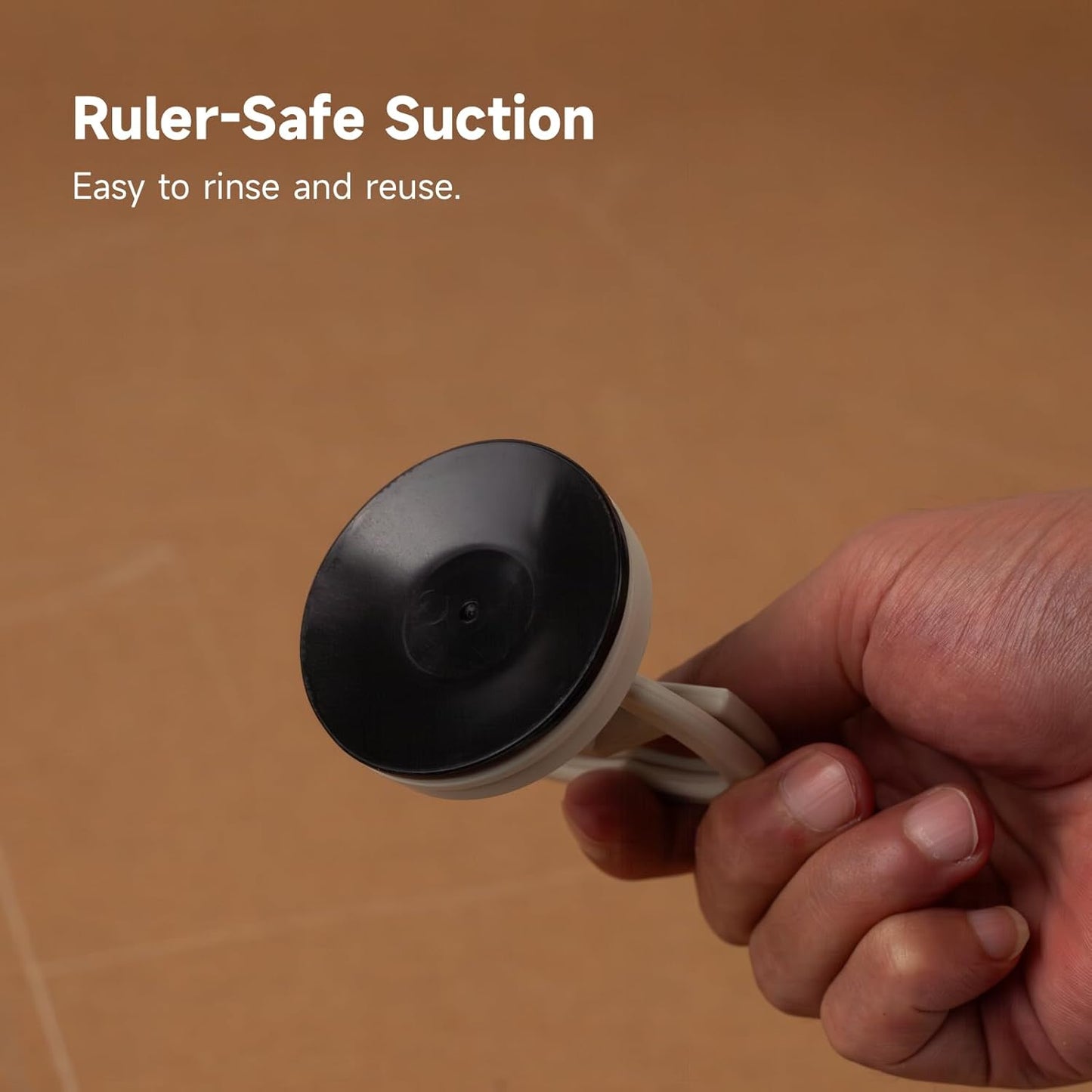 KEARING Heavy Duty Suction Cups Ruler Handle for Quilting Patchwork Ruler, Off-White Strong Grip Quilters Handle with Single Suction Cup for Sewing, Crafting & Screen Repair Tools