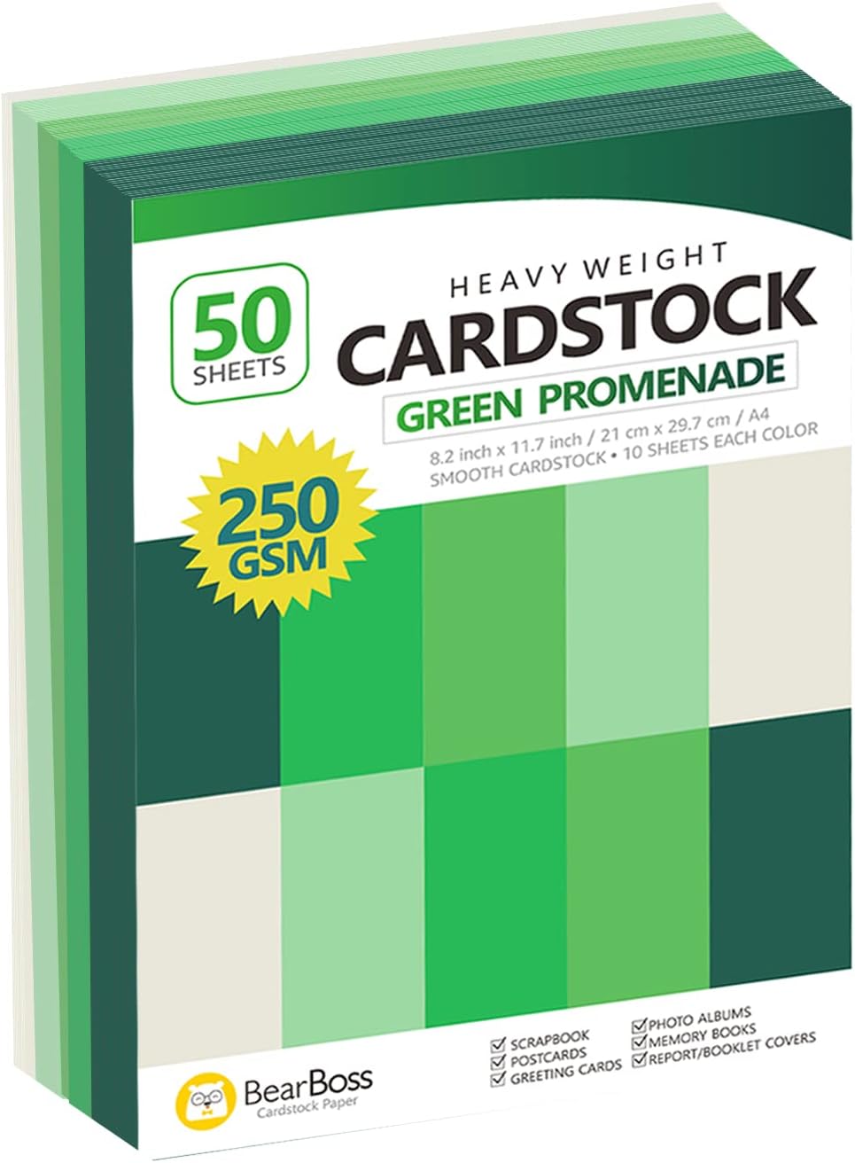 Green Colored Cardstock Thick Paper 50 Sheets, 8.5" x 11" Heavyweight 92lb Cover Card Stock for Crafts and DIY Cards Making
