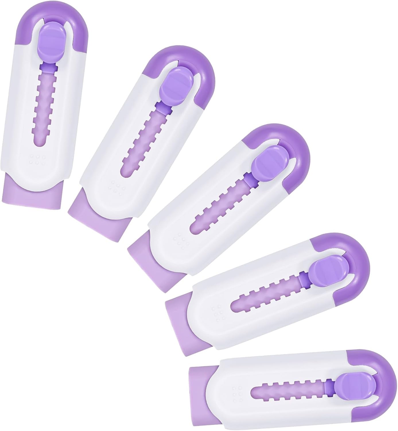 Pencil Erasers, Retractable Erasers for Pencils - White Purple, Pack of 5