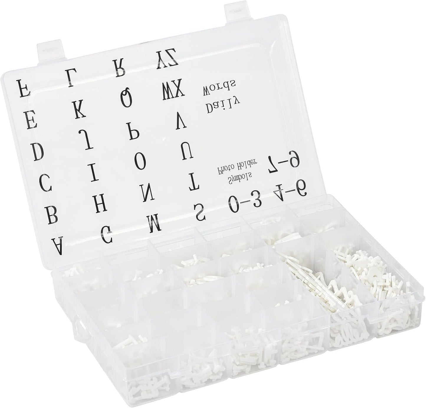 Pre-Cut Letters for Felt Letter Board, 736 Pieces Including Characters, Numbers, Symbols, Daily Words Cursive Letters with Sorting Tray for Changeable Plastic Message Boards (White)